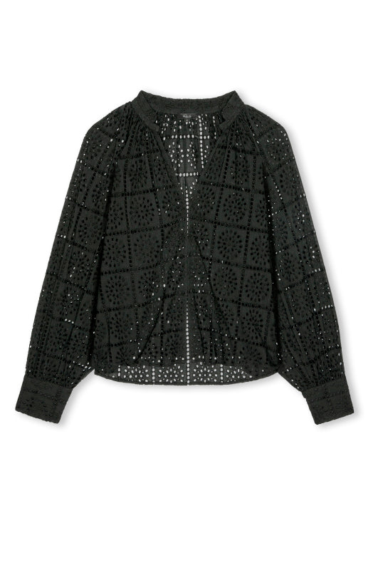 v neck black grid blouse from rails