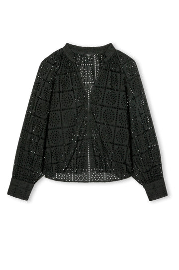 v neck black grid blouse from rails