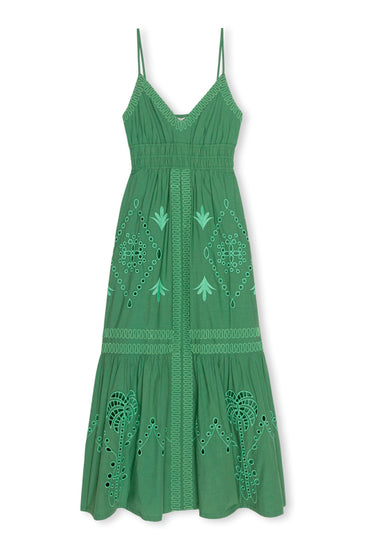 spaghetti strap v neck green midi dress with cutout detailing from rails 