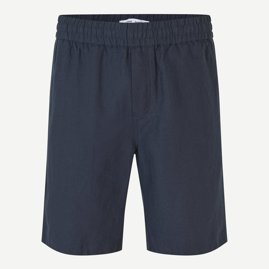 Navy blue shorts on a white background