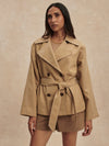 short camel trench coat with tie belt from varley