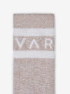 beige marl varley logo socks close up