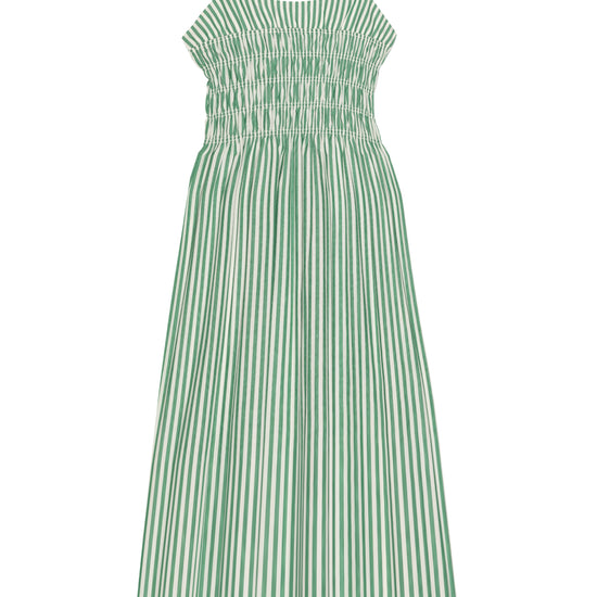 spaghetti strap shirred waist midi green stripe dress from rails