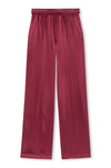 burgundy wide leg viscose trousers with elasticated waist