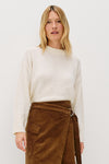 round neck ivory cashmere mix jumper with rib detailing model shot 