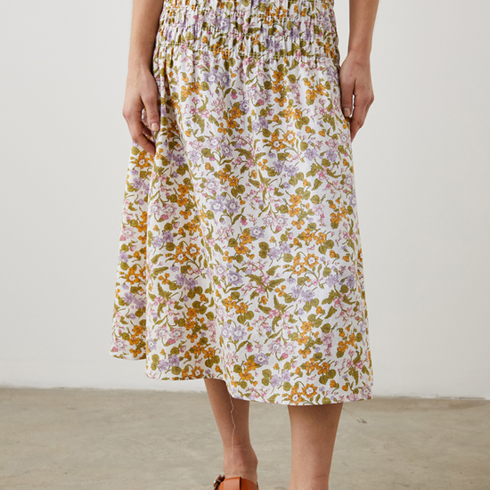 pastel floral thick ruched waisted skirt which can double up as a knee length dress