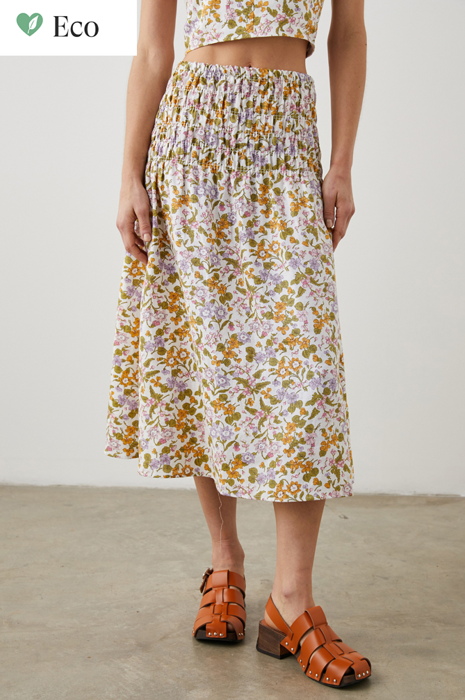 pastel floral thick ruched waisted skirt which can double up as a knee length dress