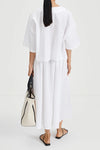 elasticated waist voluminous white cotton skirt  rear
