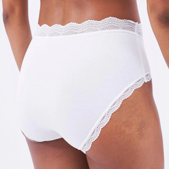 White high rise lace trimmed knickers