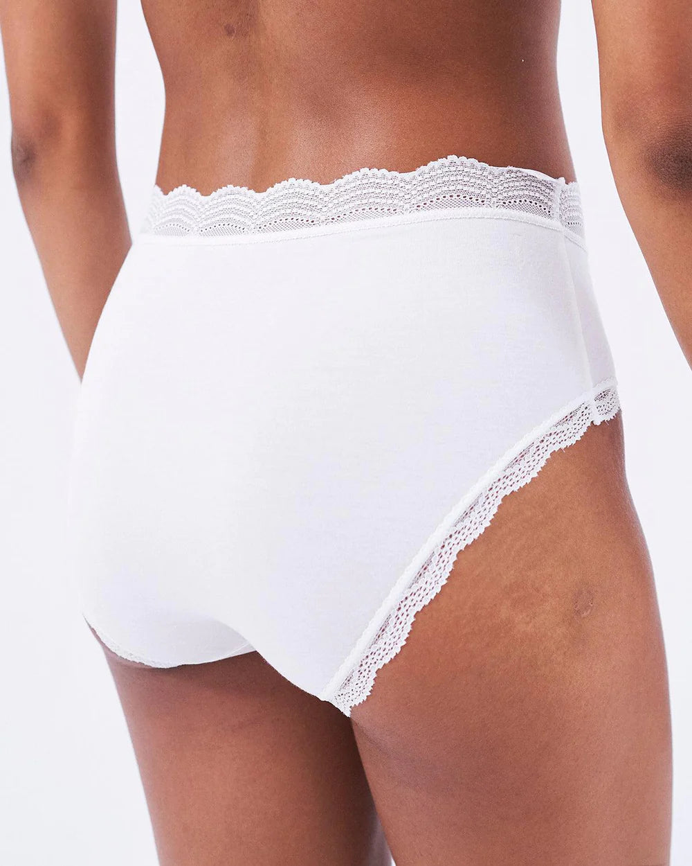 White high rise lace trimmed knickers