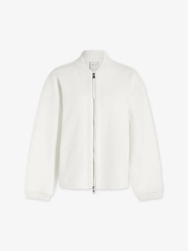 white bomber style fleece 