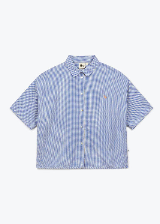 Blue checkered shirt on a white background
