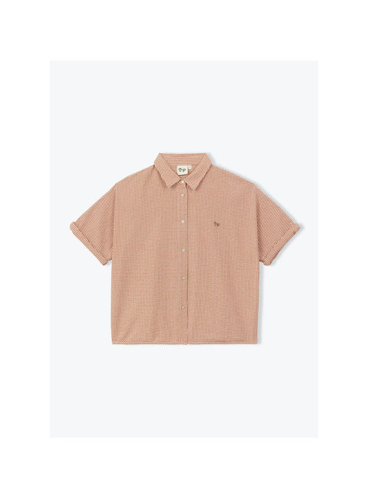 Beige checkered shirt on a white background