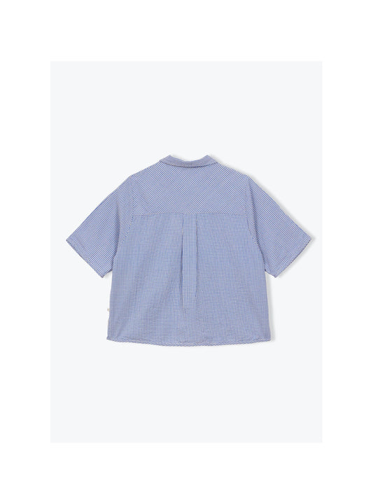 Light blue checkered shirt on a white background