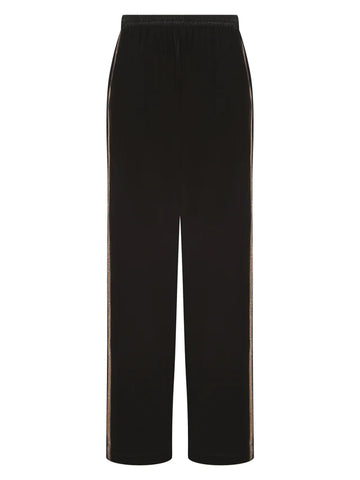 Wide leg black velvet joggers