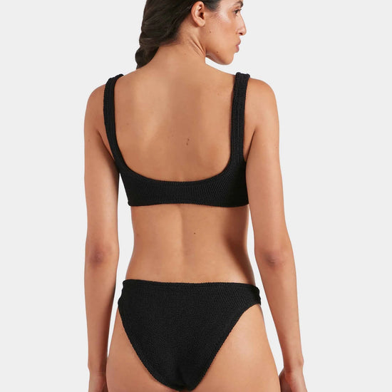 black square neck crinkle bikini from hunza g rear view