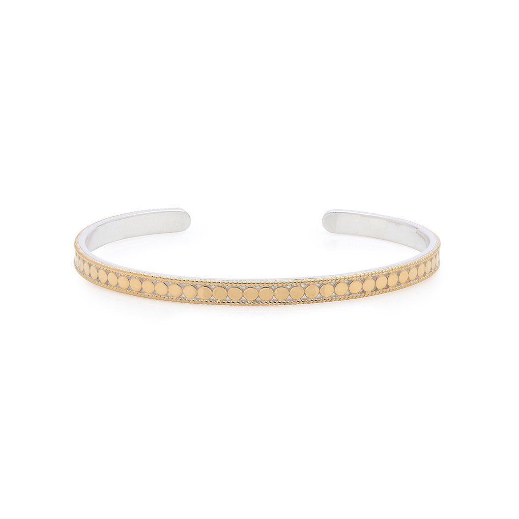 Silver and gold plated bangle with gold dotted details