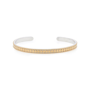 Silver and gold plated bangle with gold dotted details