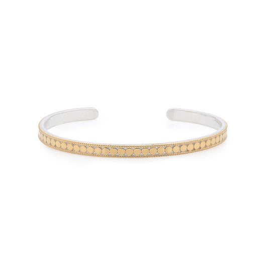 Silver and gold plated bangle with gold dotted details