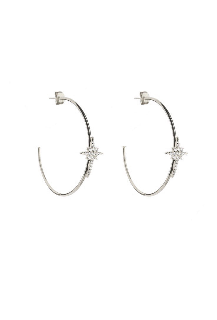 Sterling silver hoop earrings with star detail