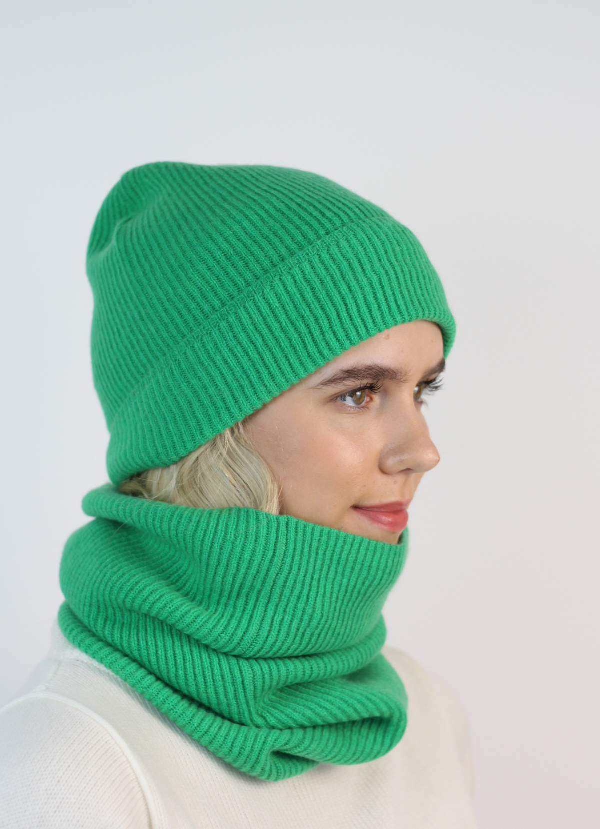Ribbed beanie hat green 