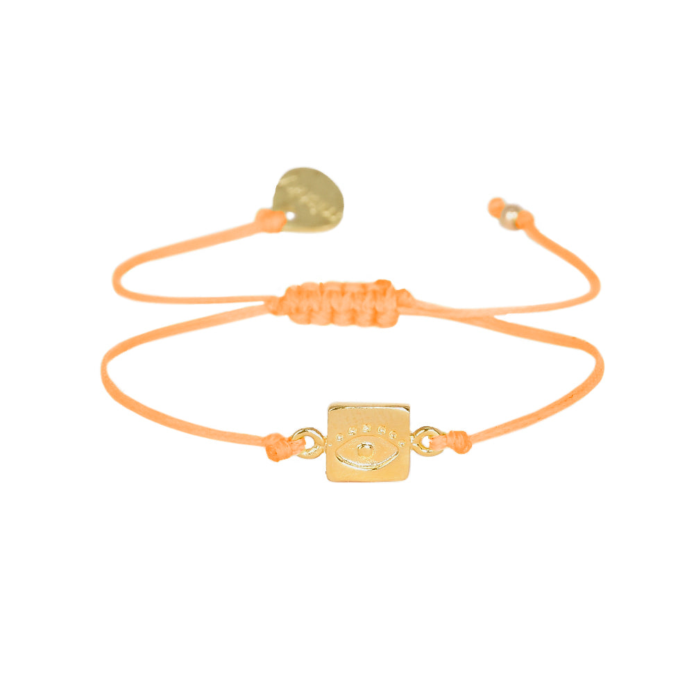 Neon orange threat bracelet with gold plated seeing eye charm