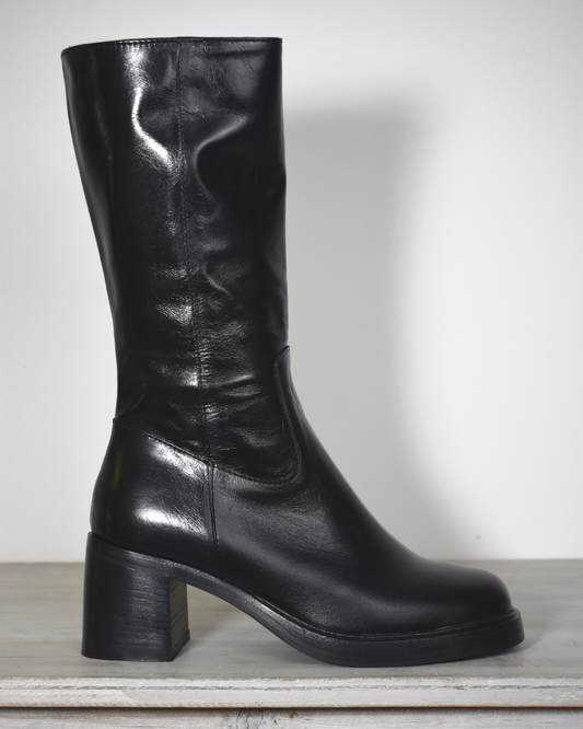 Black high heel boot