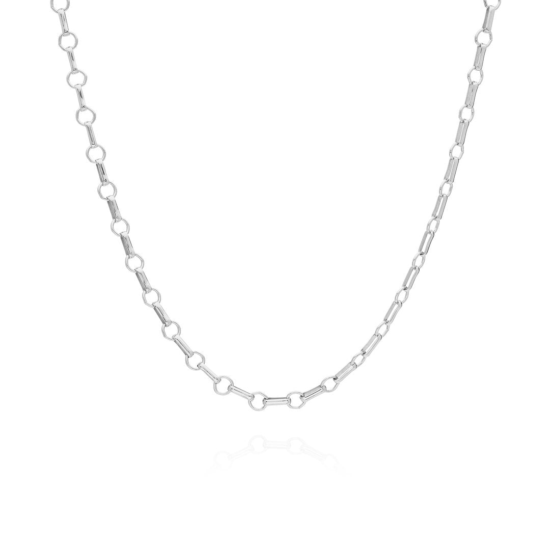 silver  chain necklace with bar and ring detail