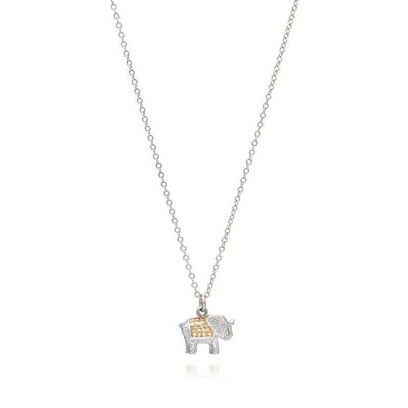 Silver chain with silver and gold plated small pendant elephant