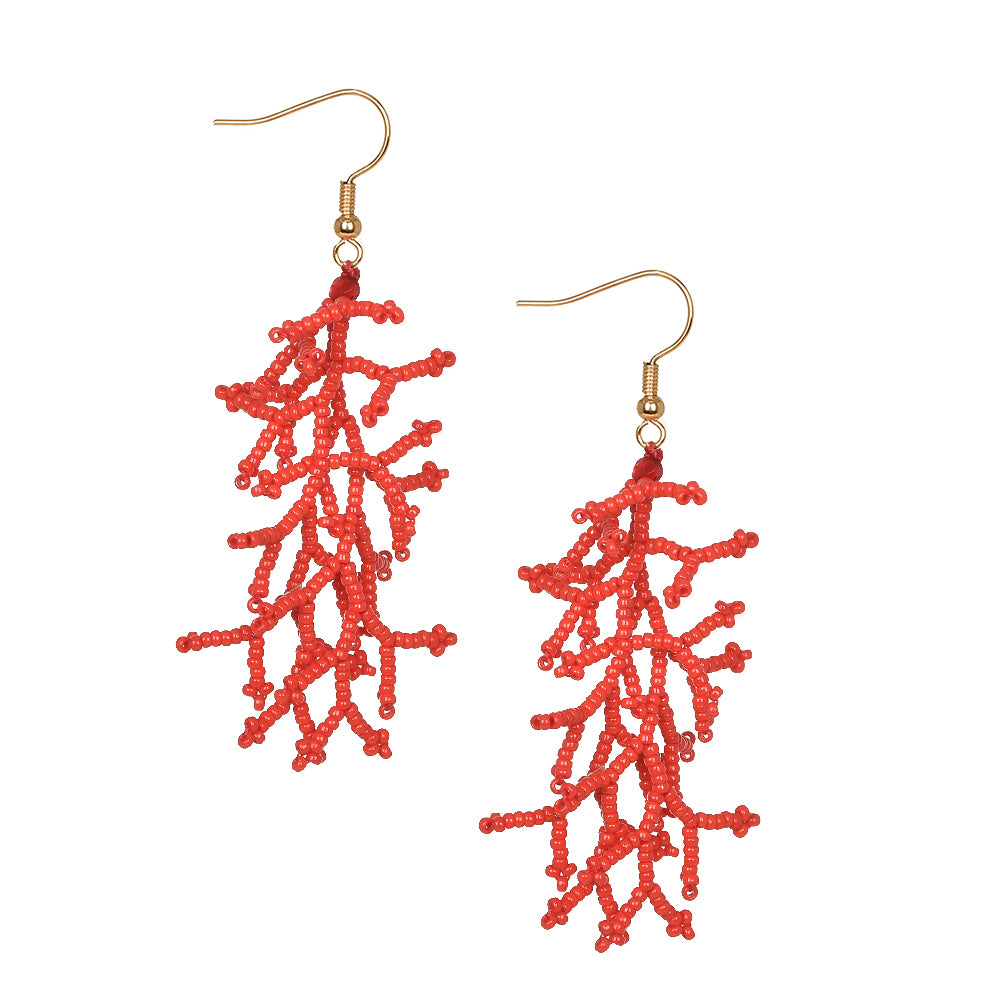 organic coral shaped beaded earrings