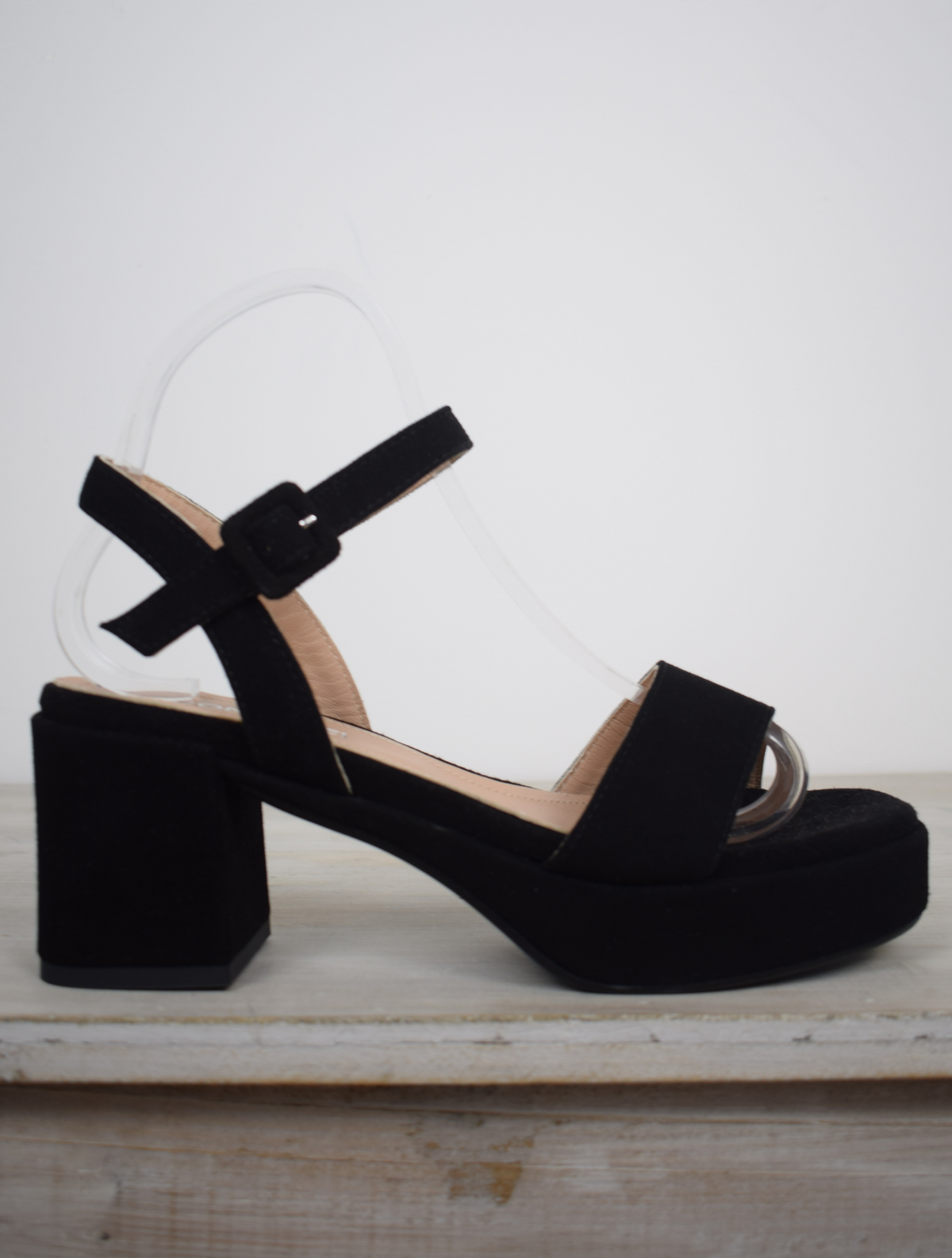 Black small platform  heeled shoe 