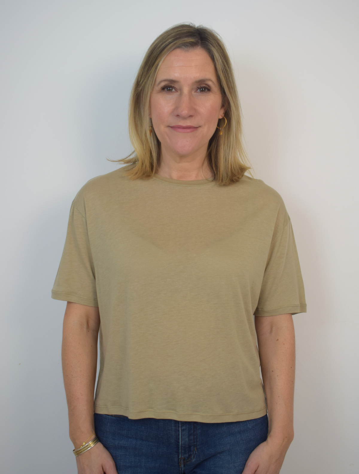 Taupe round neck top