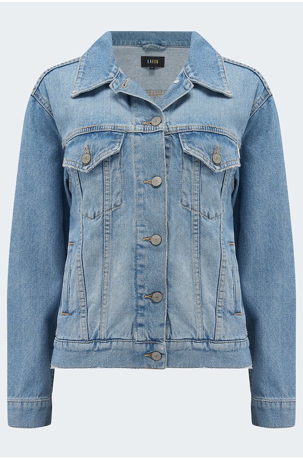 Pale wash denim jacket in a classic western style