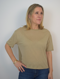 Taupe round neck top