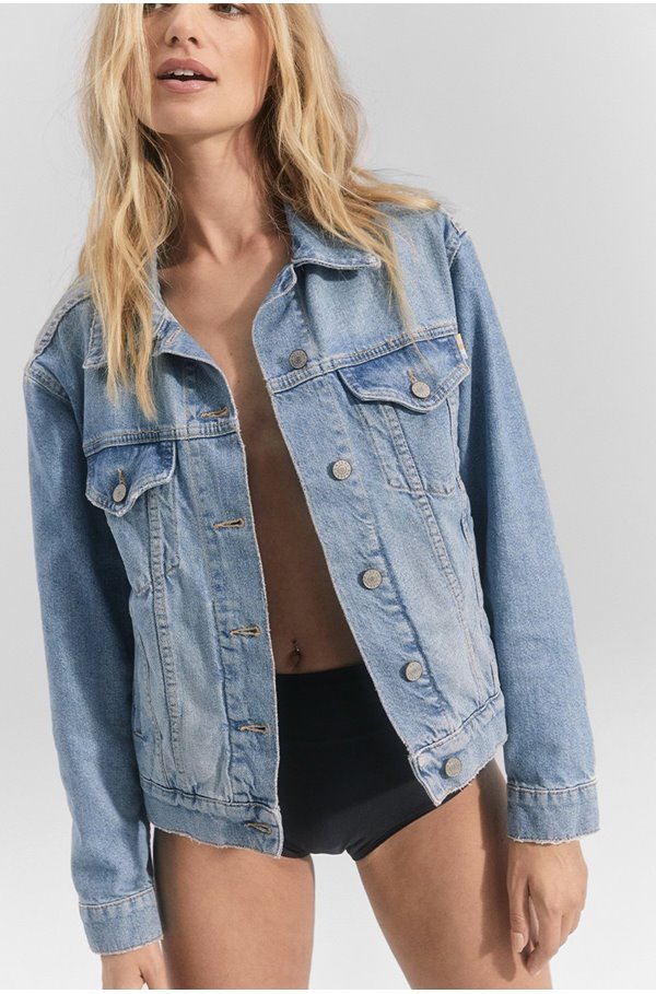 Pale wash denim jacket in a classic western style