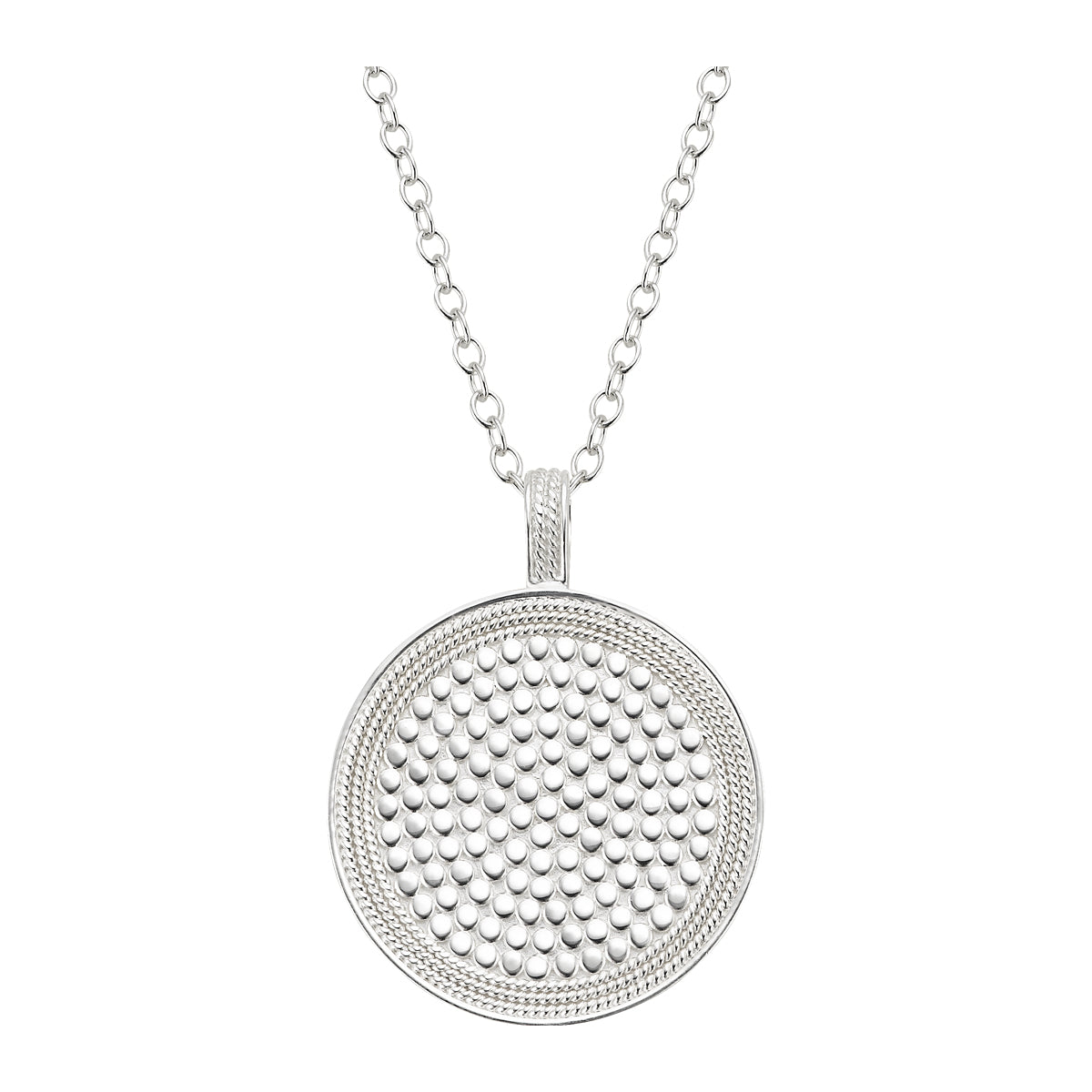 Long pendant necklace in sterling silver with 18K gold dot work