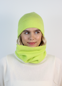 Lime green cashmere ribbed snood
