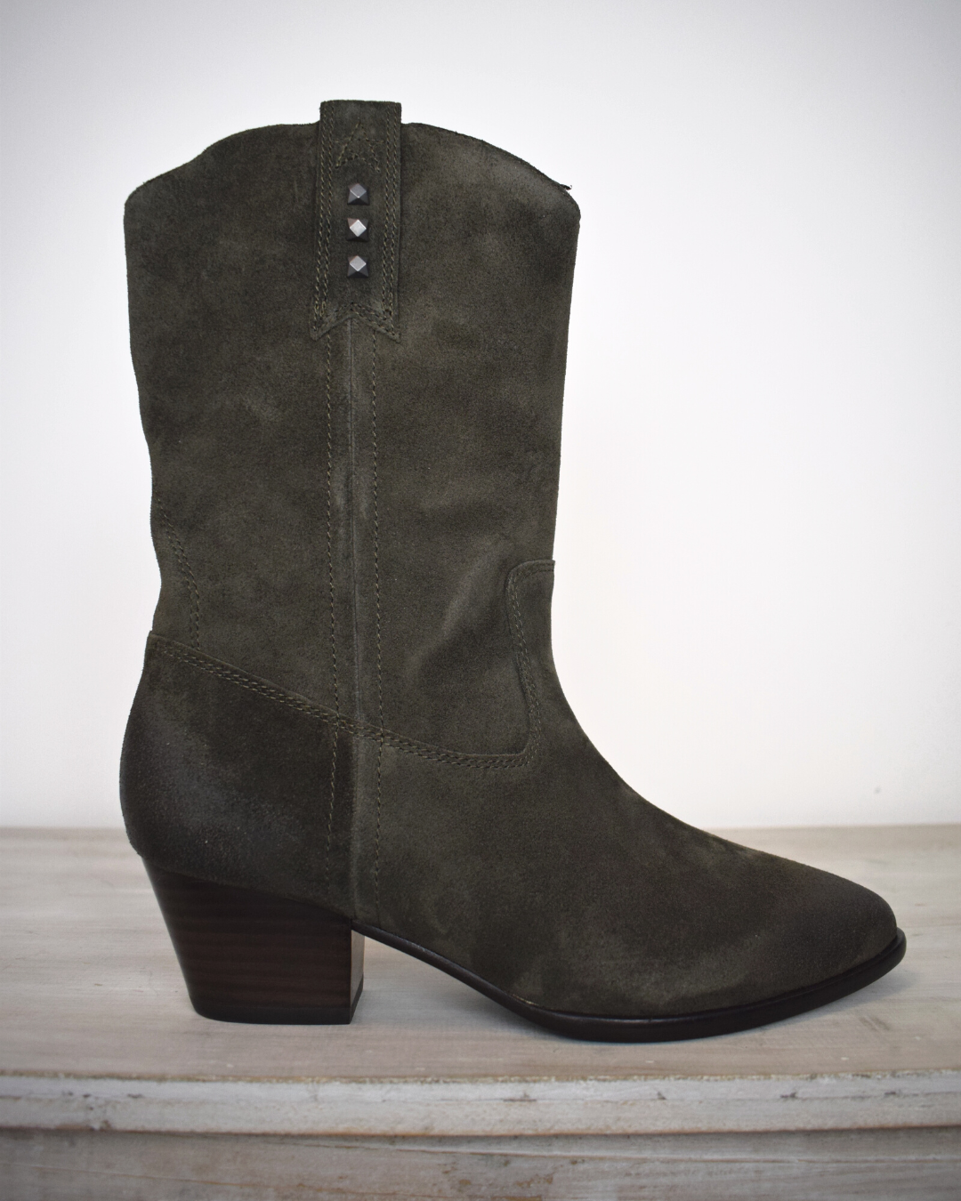 Khaki cowboy style boot