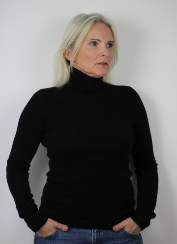 Black roll neck jumper