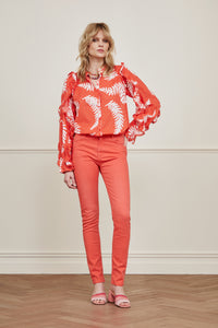 Josie Broderie Blouse Hot Coral