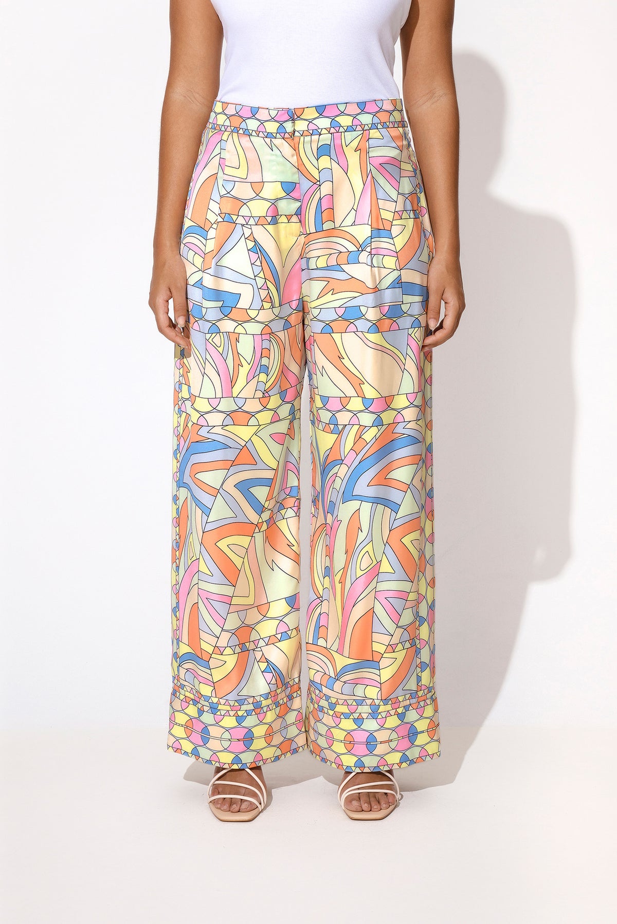 Bold print wide leg trouser in recycled polyester
