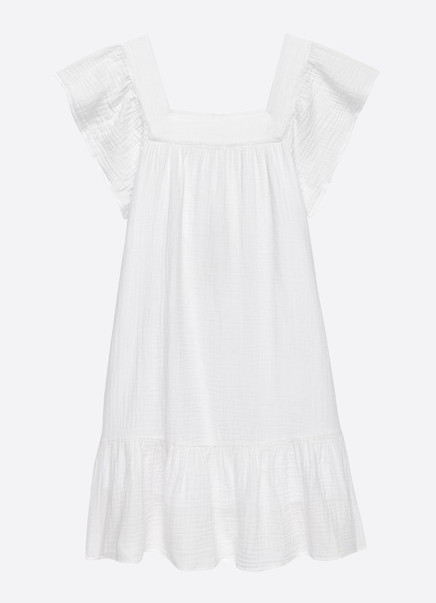 White cheesecloth dress with frill sleeve