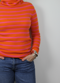 Orange and pink cashmere strip knit 