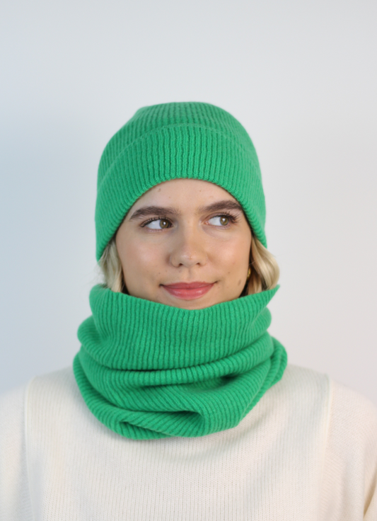 Ribbed beanie hat green 