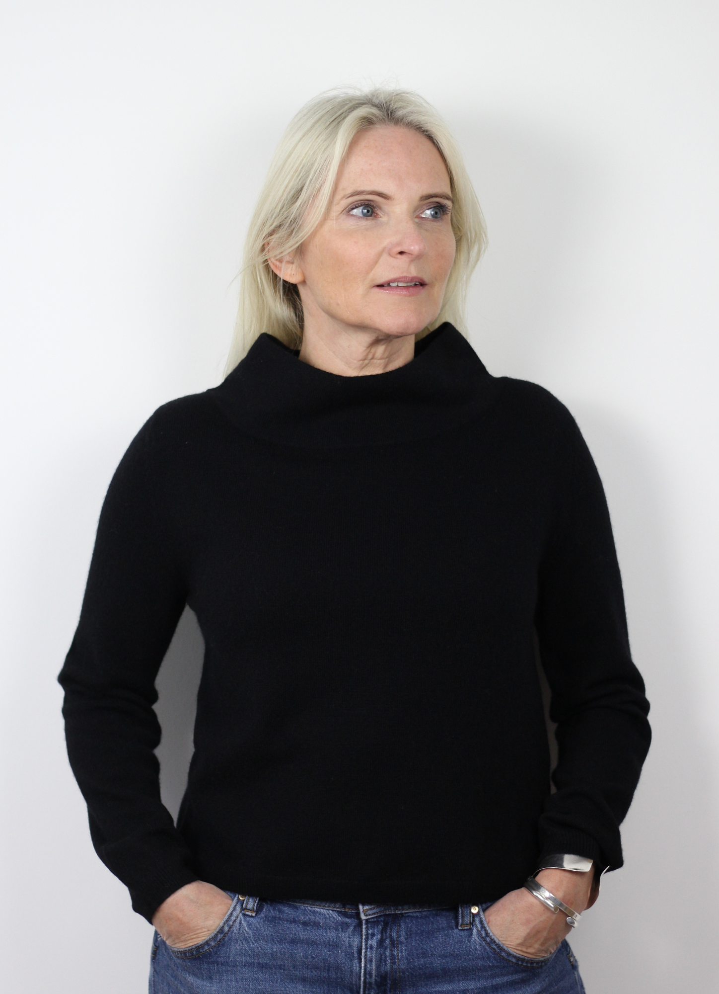 black open neck cashmere jumper