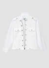 Lightweight white zip through jacket with drawstring waiste