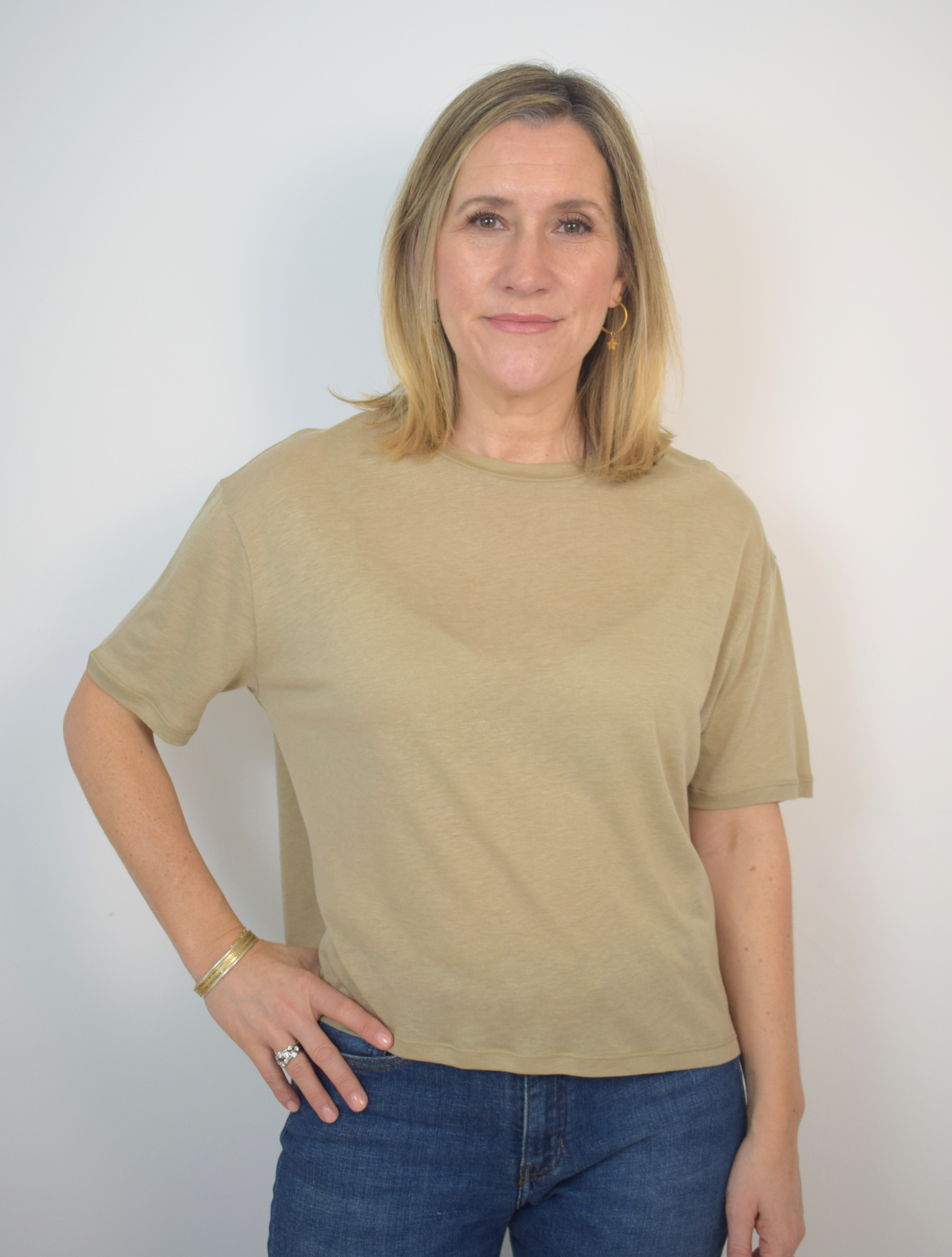 Taupe round neck top 