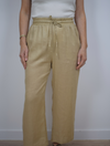 Sand lightweight cropped trouser with drawstring waist 