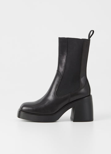 Black platform leather boot