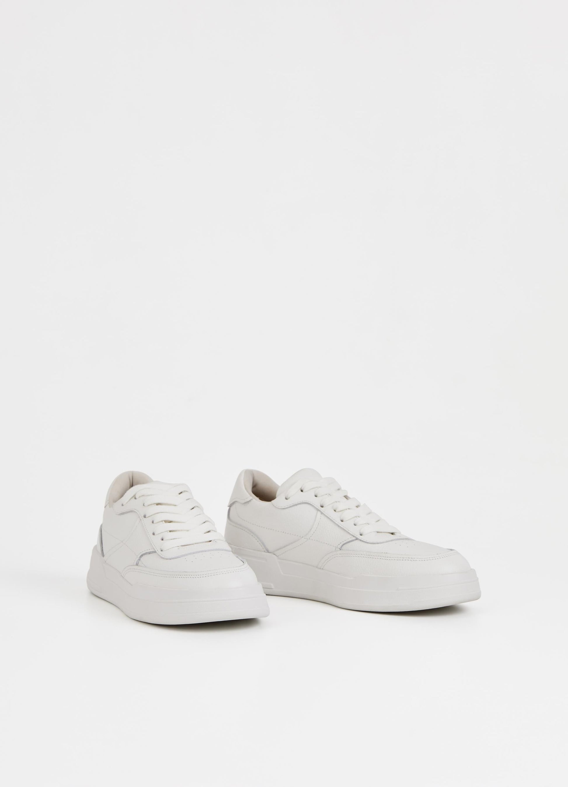 White layered leather trainers with white laces